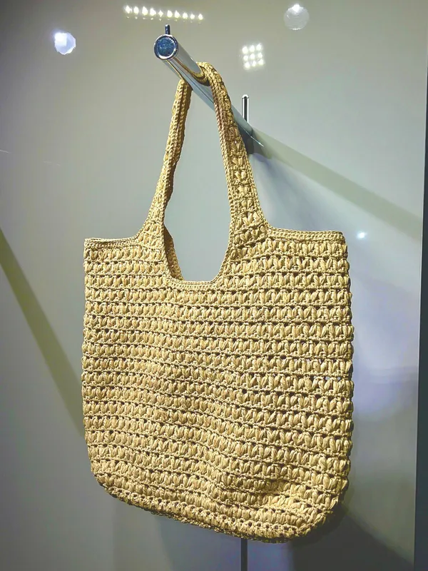 Milano Raffia Hand Knitted Cream Colored Bag