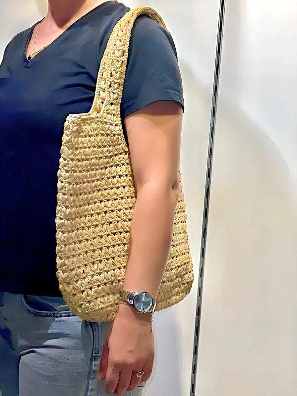 Milano Raffia Hand Knitted Cream Colored Bag