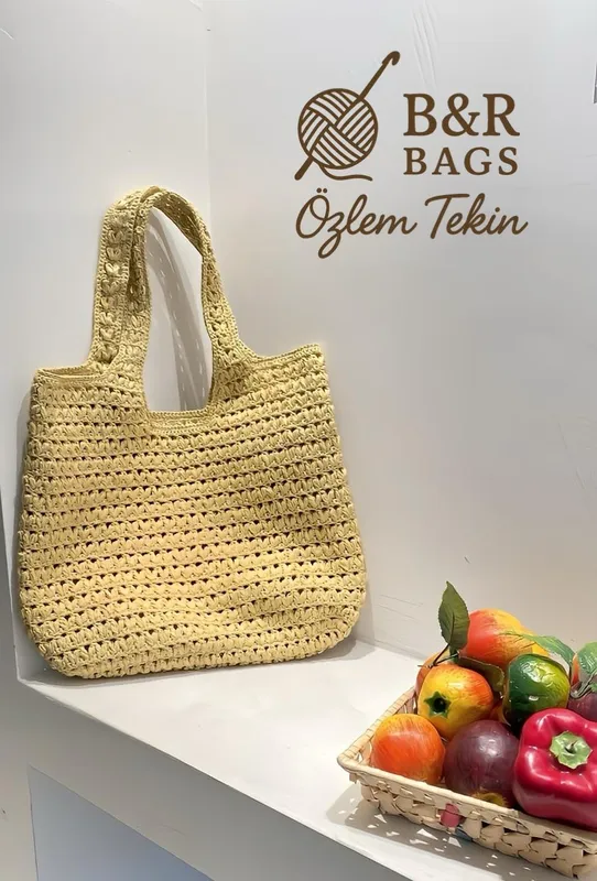 Milano Raffia Hand Knitted Cream Colored Bag