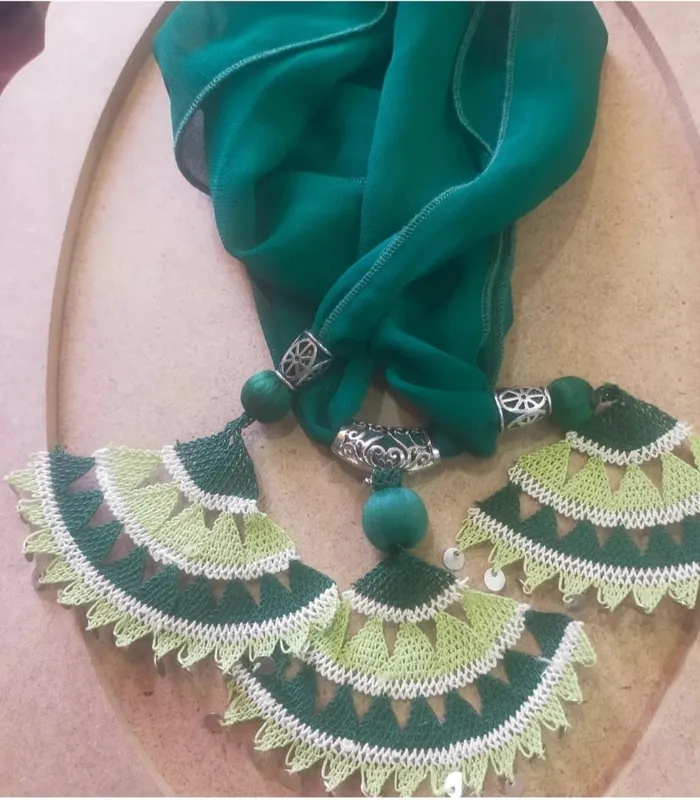 Ödemiş İpek İğne Oyalı Krep Şifon  Kumaş Fular