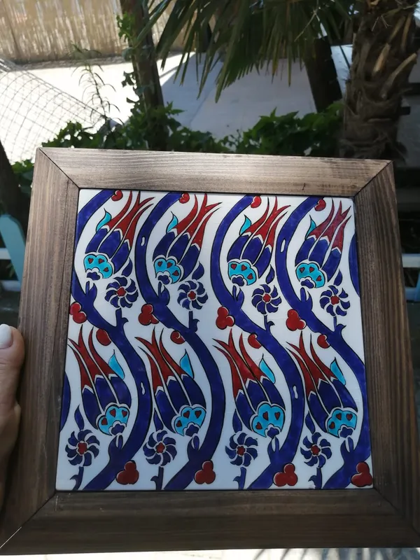 Handmade 20x20 Tulip Motif Classic Ottoman Tile Panel The Elegance of Ceramic Art