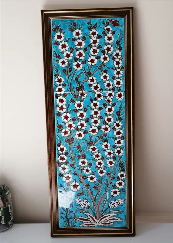 İznik Çini Hayat Ağacı Panosu  20x60 cm