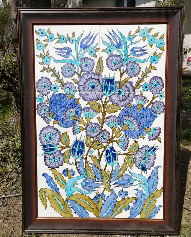 Şam İşi Desenli İznik Klasik Çini Pano