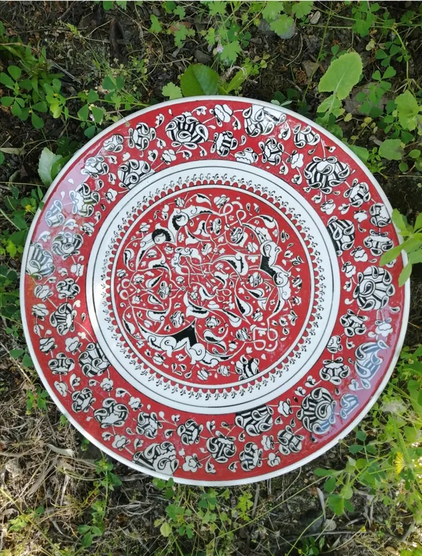 Babanakkaş Patterned 40x40 Handmade Classic Tile Plate Ottoman Art Decoration