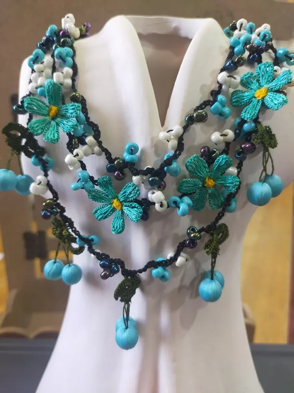 Circassian and Cherry Laced Authentic Necklace with Elevator