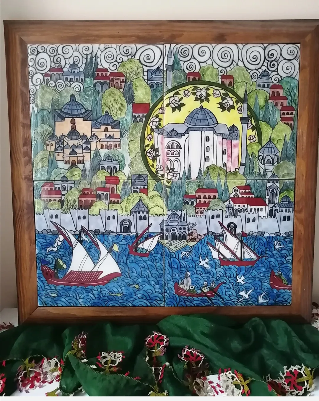 Denizli Istanbul Illustrated Tile Tableau
