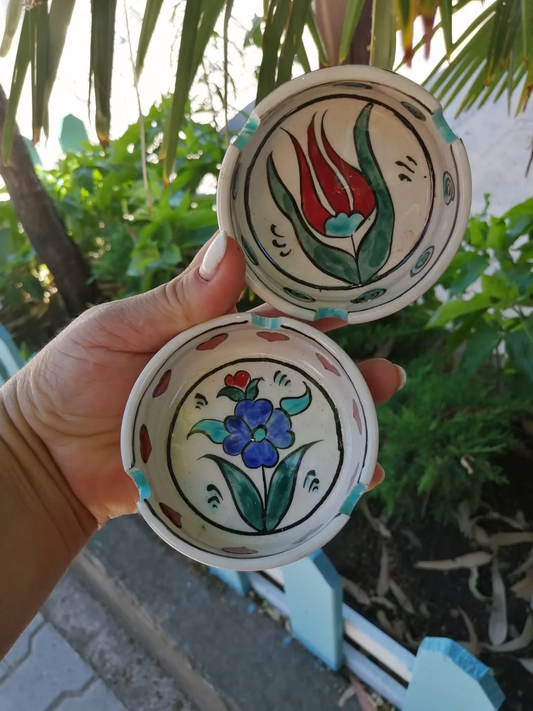Handmade Iznik Tile Ashtray with Floral Pattern