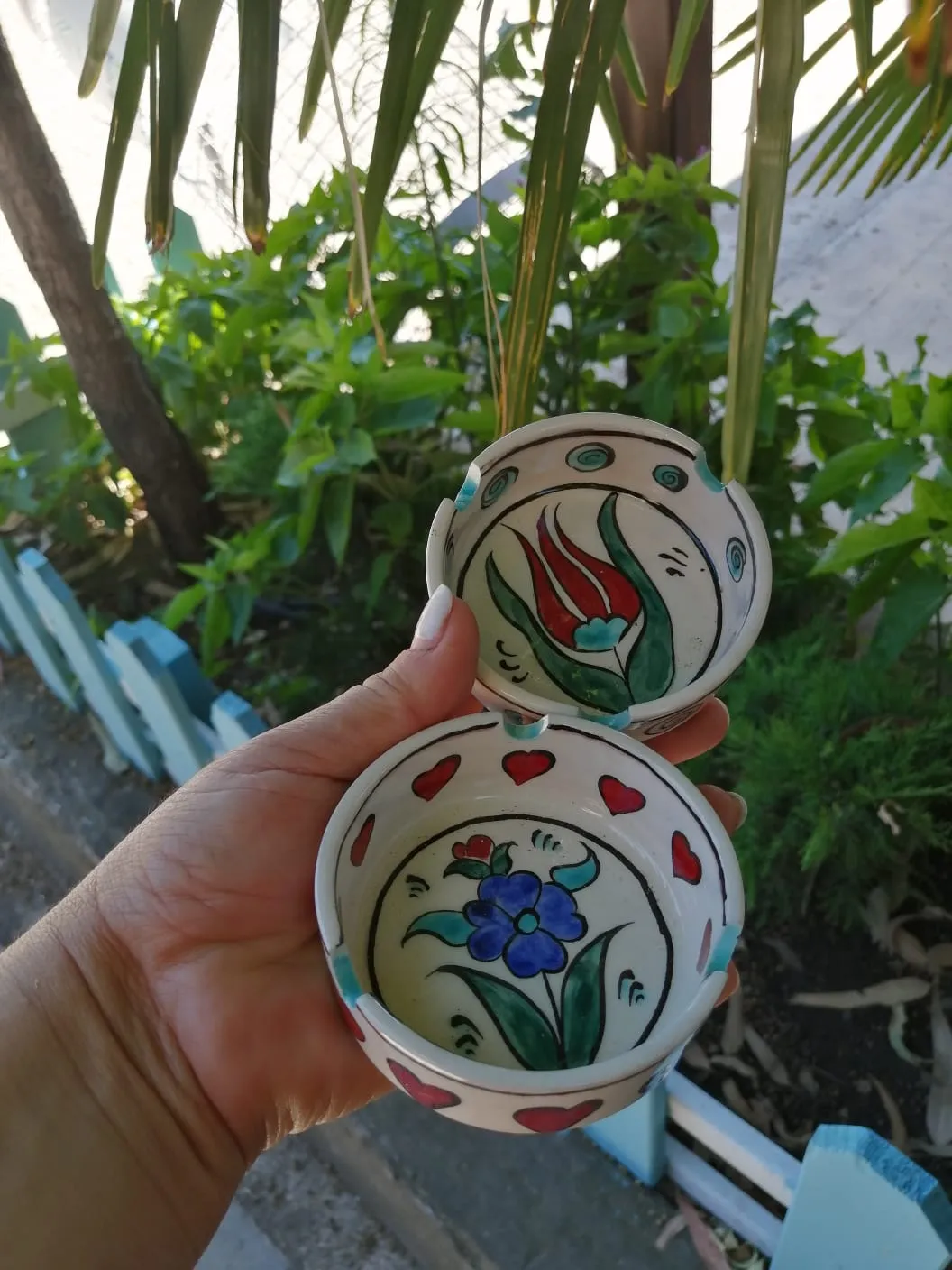 Handmade Iznik Tile Ashtray with Floral Pattern