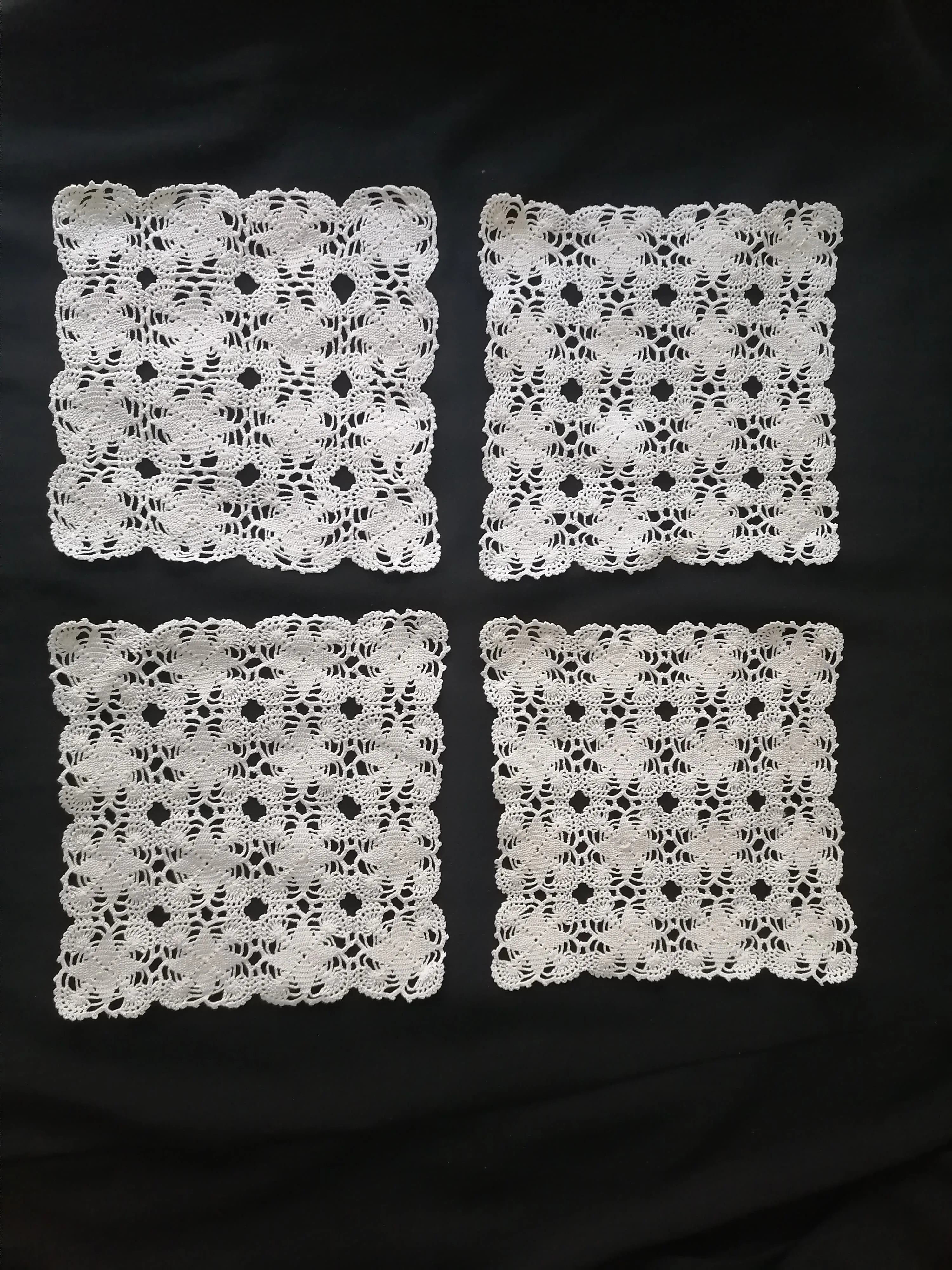 Handmade Vintage Square Lace Tablecloth – Set of 5