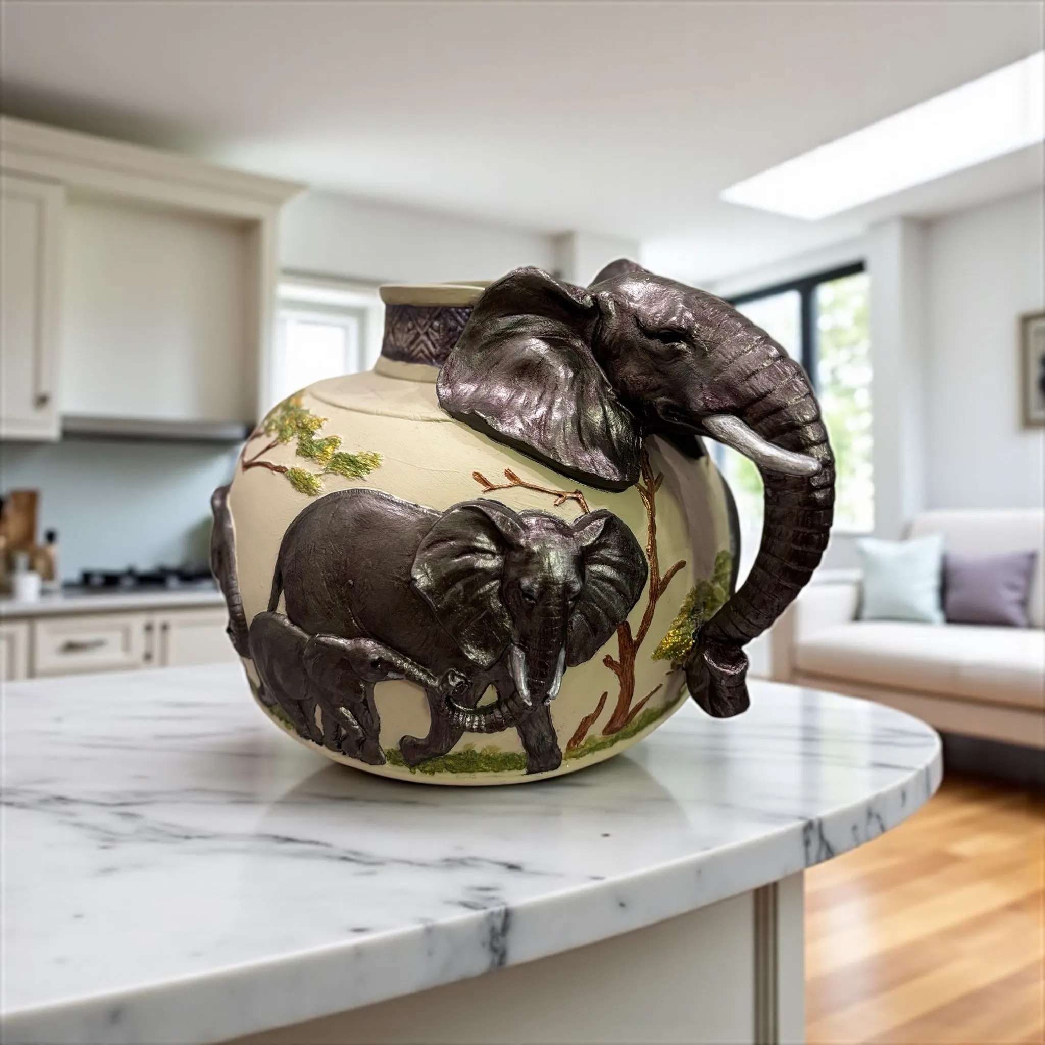 Handmade Elephant Ceramic Vase – Unique 3D Animal Themed Artistic Decor