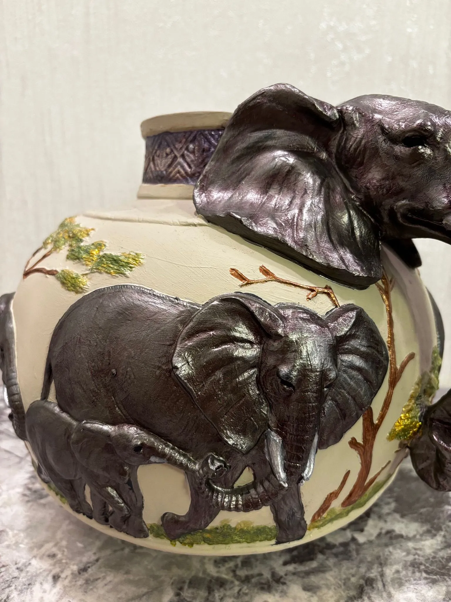 Handmade Elephant Ceramic Vase – Unique 3D Animal Themed Artistic Decor