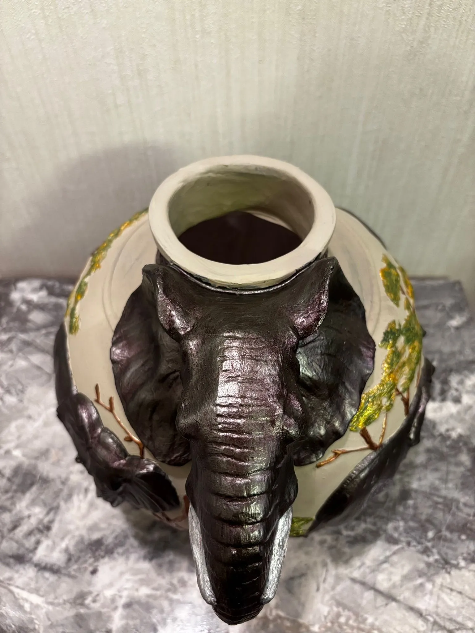 Handmade Elephant Ceramic Vase – Unique 3D Animal Themed Artistic Decor