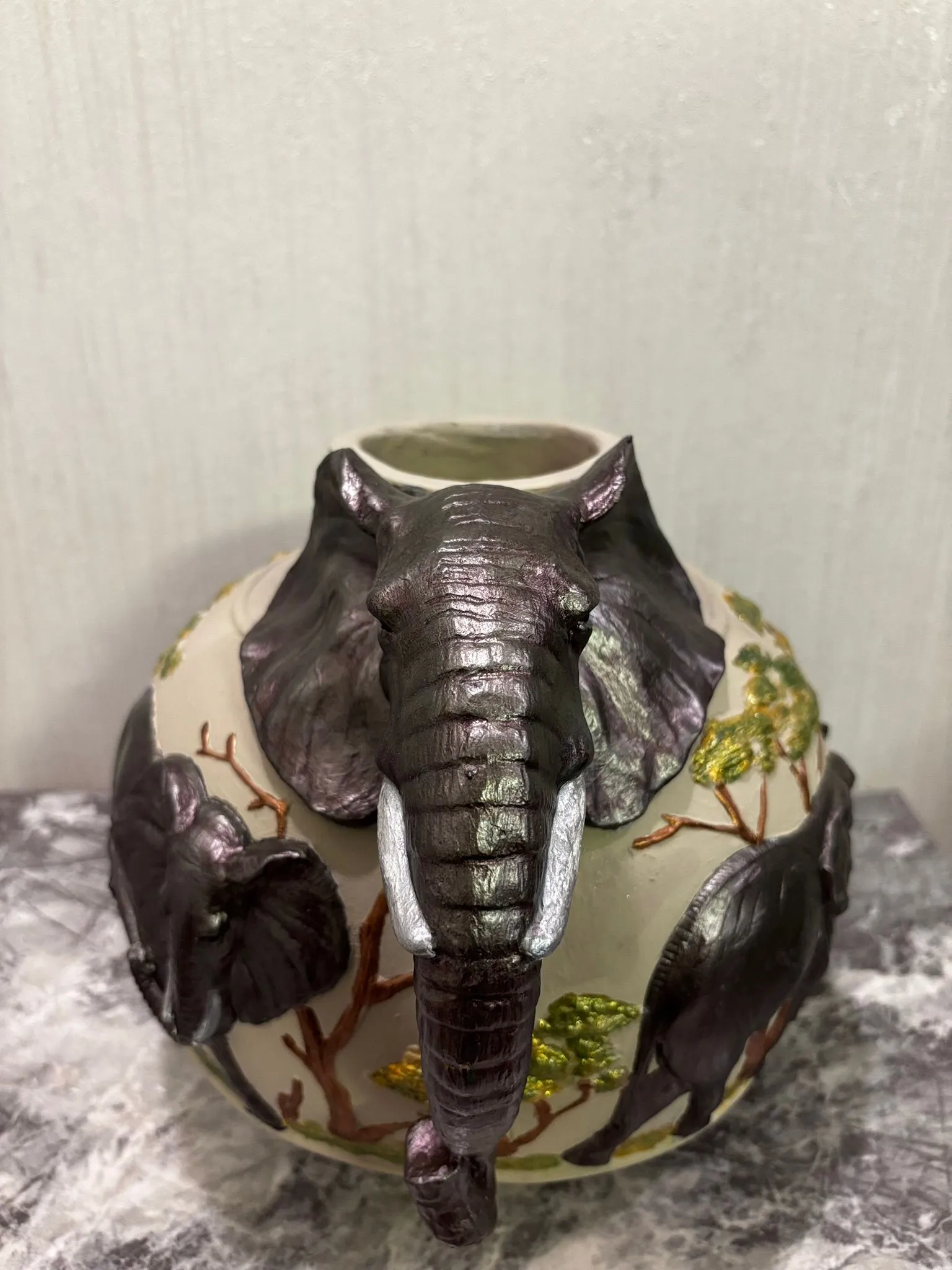 Handmade Elephant Ceramic Vase – Unique 3D Animal Themed Artistic Decor