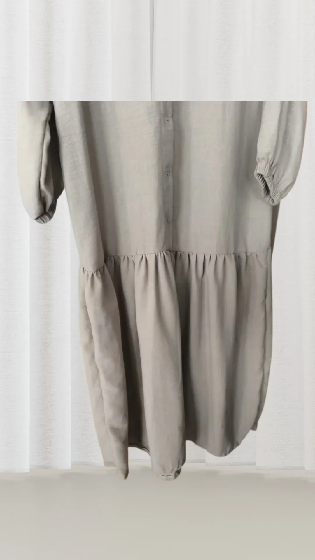 Long Sleeve Long Dress Light Brown Muslin Fabric 38-40 Size Compatible