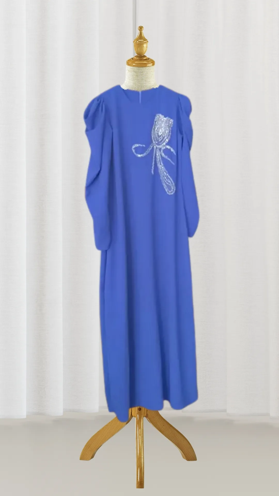 Evening Dress Purple Crepe Fabric with Stoned Lace Decoration, Compatible with Sizes 40-42