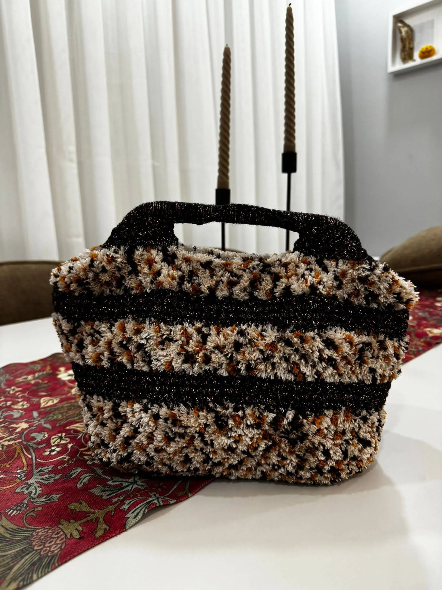 Furry Leopard Pattern Secret Scholarship Bag