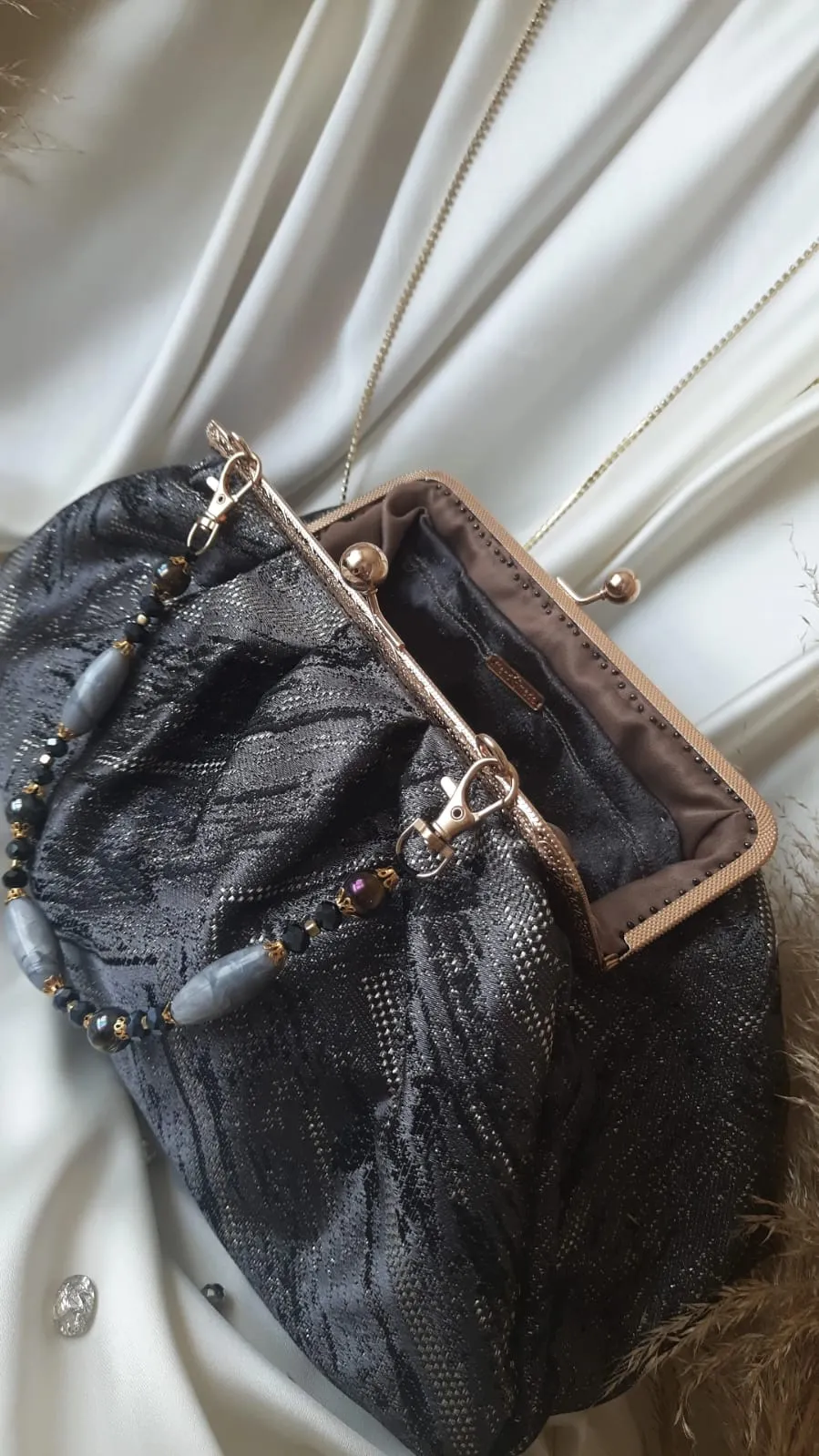 Night Sparkle: Black Woven Handmade Bag