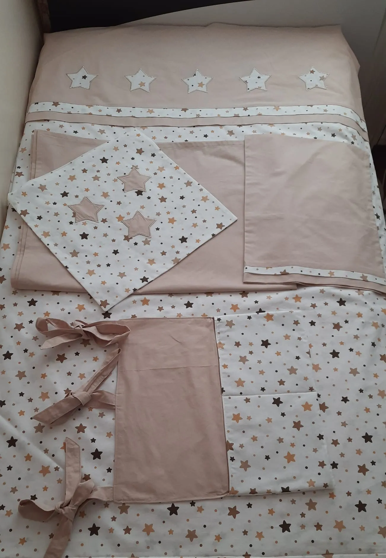 Star Patterned Beige Duvet Cover Set