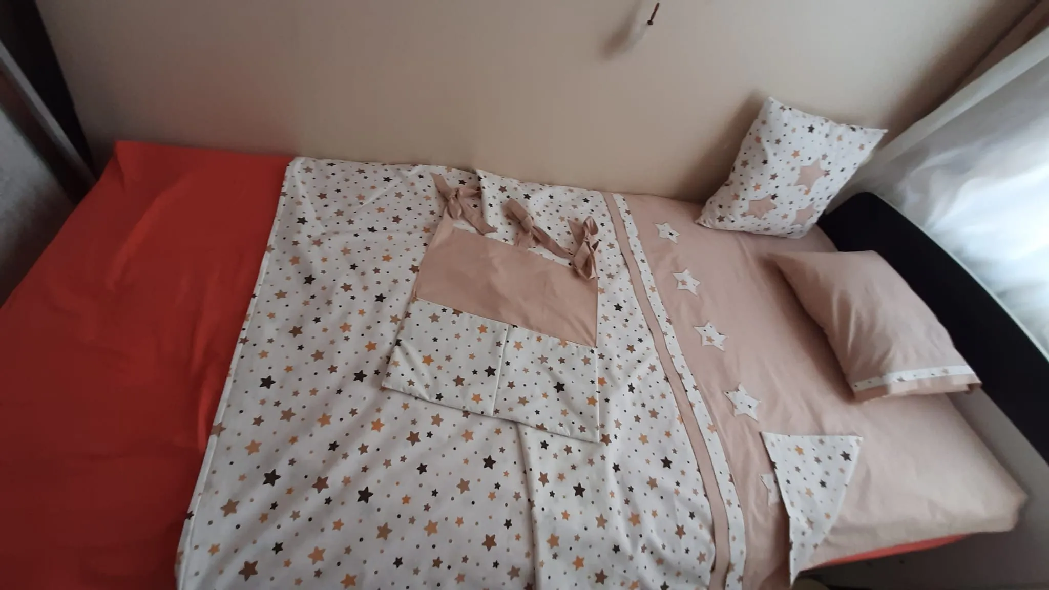 Star Patterned Beige Duvet Cover Set