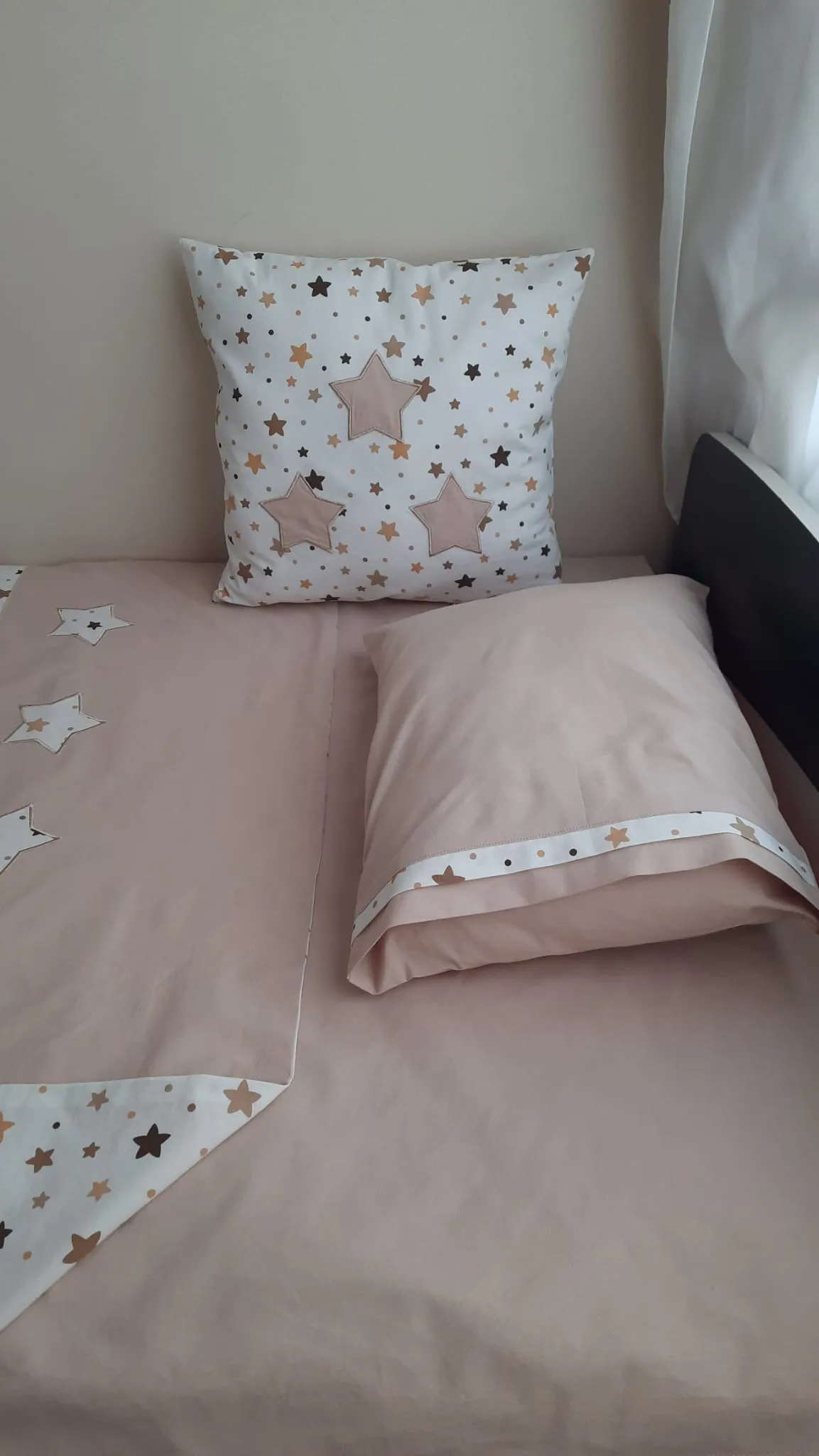 Star Patterned Beige Duvet Cover Set