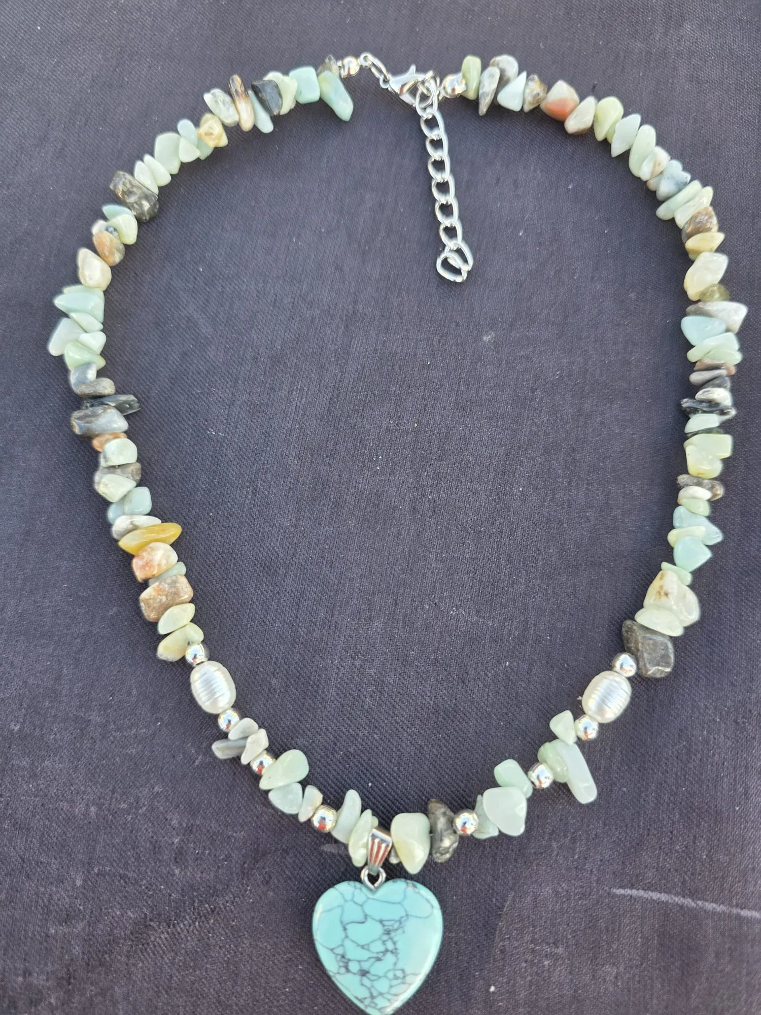 Turquoise Heart Natural Stone Necklace