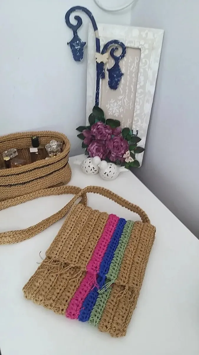 Straw Paper Rope Hand Knitted Messenger Bag