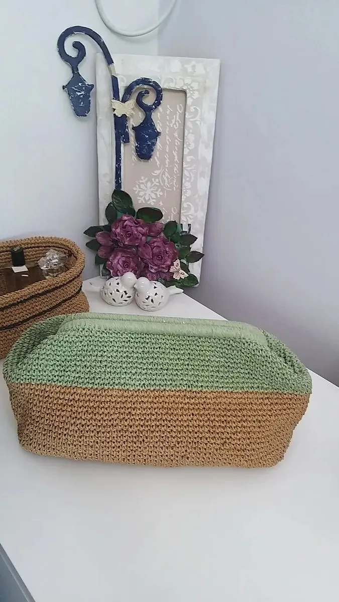 Hand Knitted Paper Rope Shoulder Bag in Natural Tones