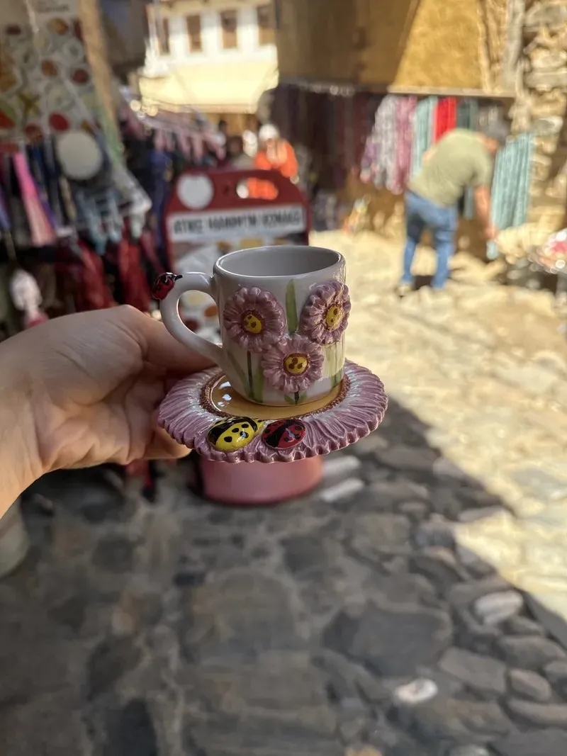 2 li Papatya Desenli Kahve Fincanı