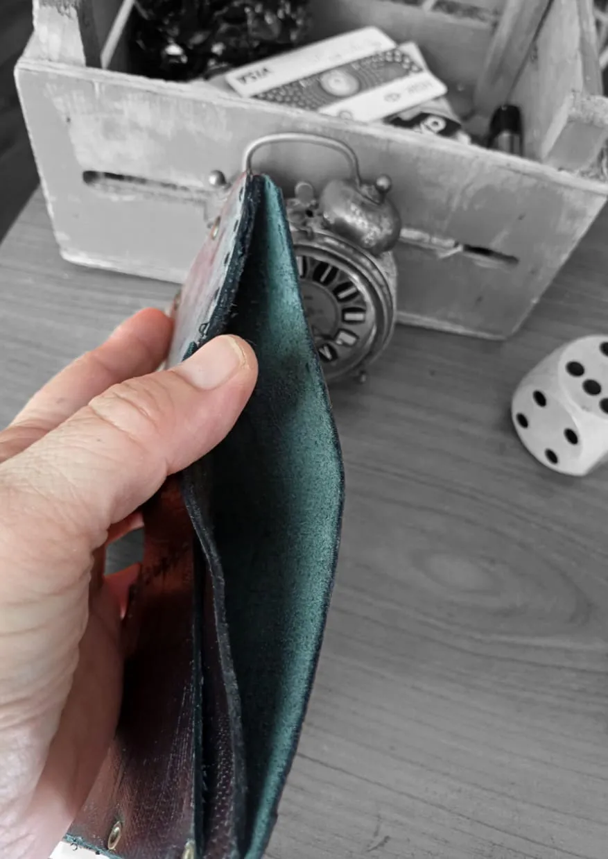 Handmade Leather Card Holder – Black Crocodile Texture & Anthracite Cover Design