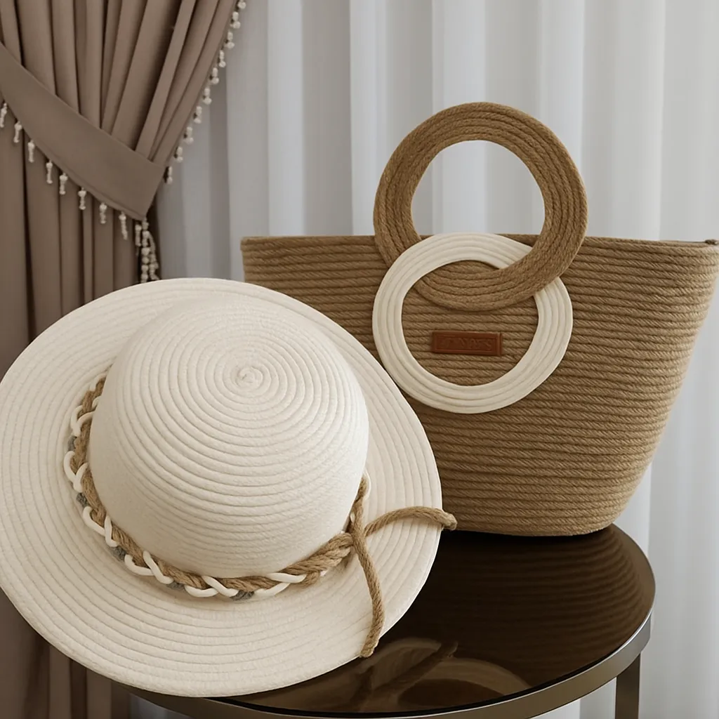 Handmade Straw Hat & Bag Set