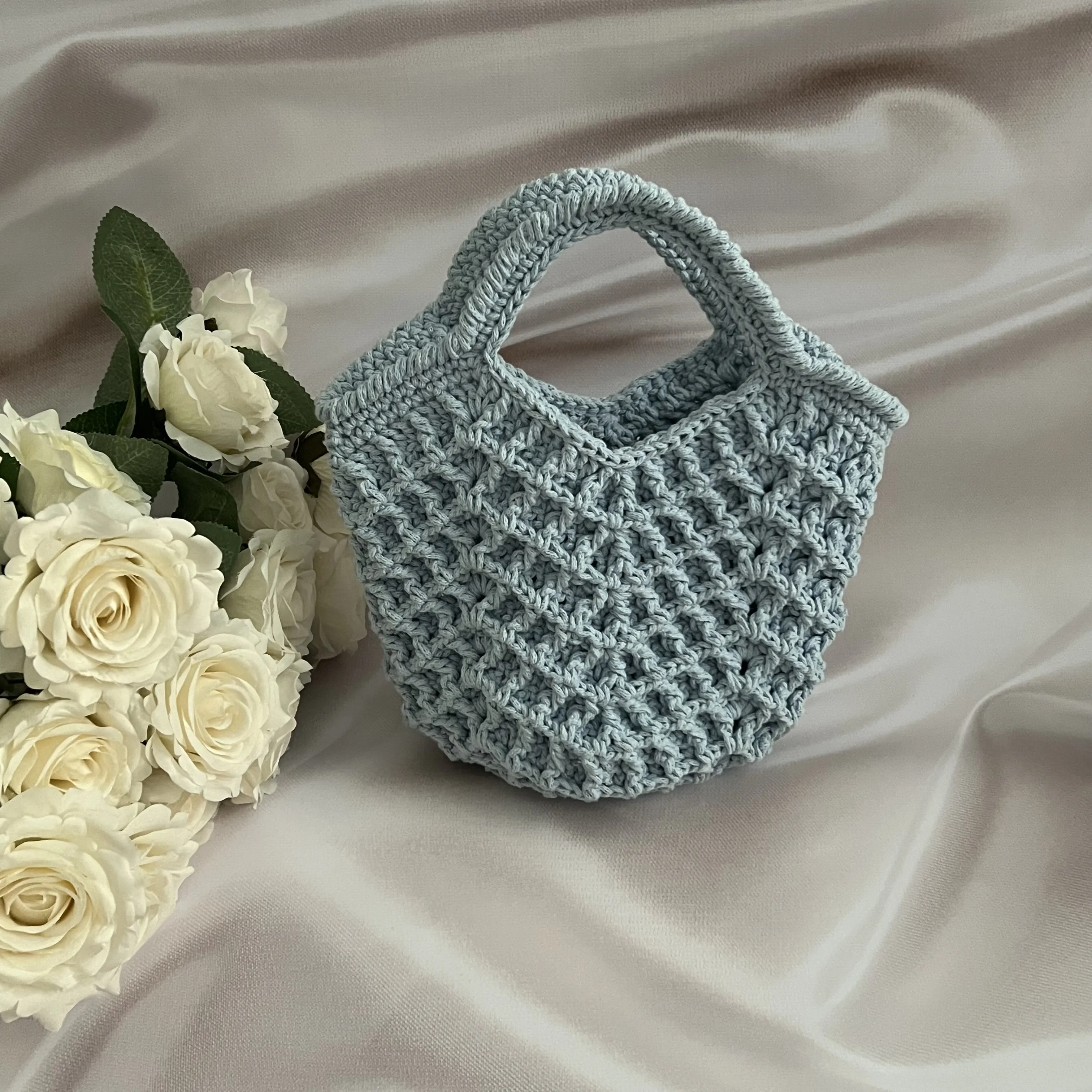 Handmade Knitted Blue Daily Bag