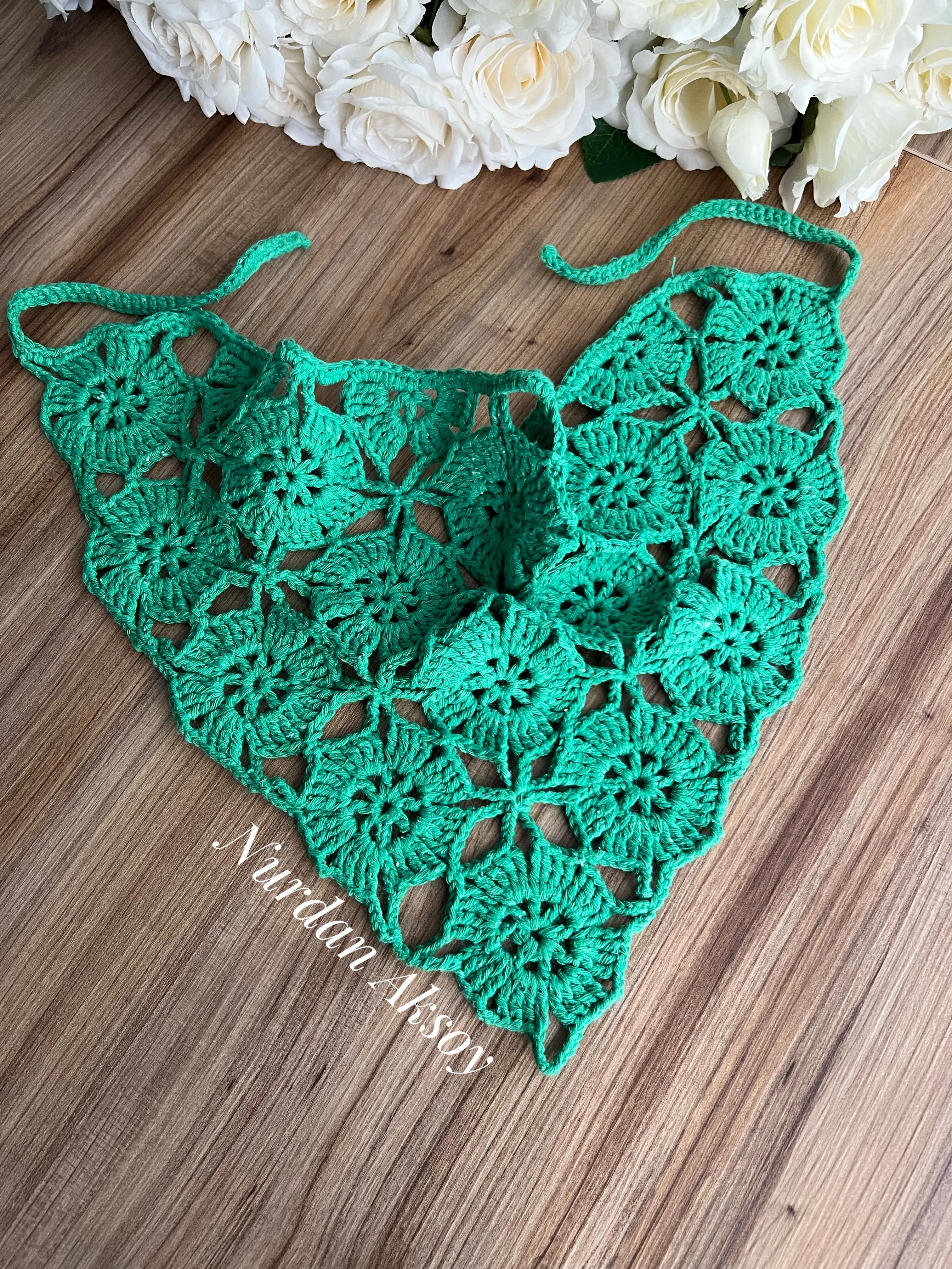 The latest fashion is the floral knitted bandana