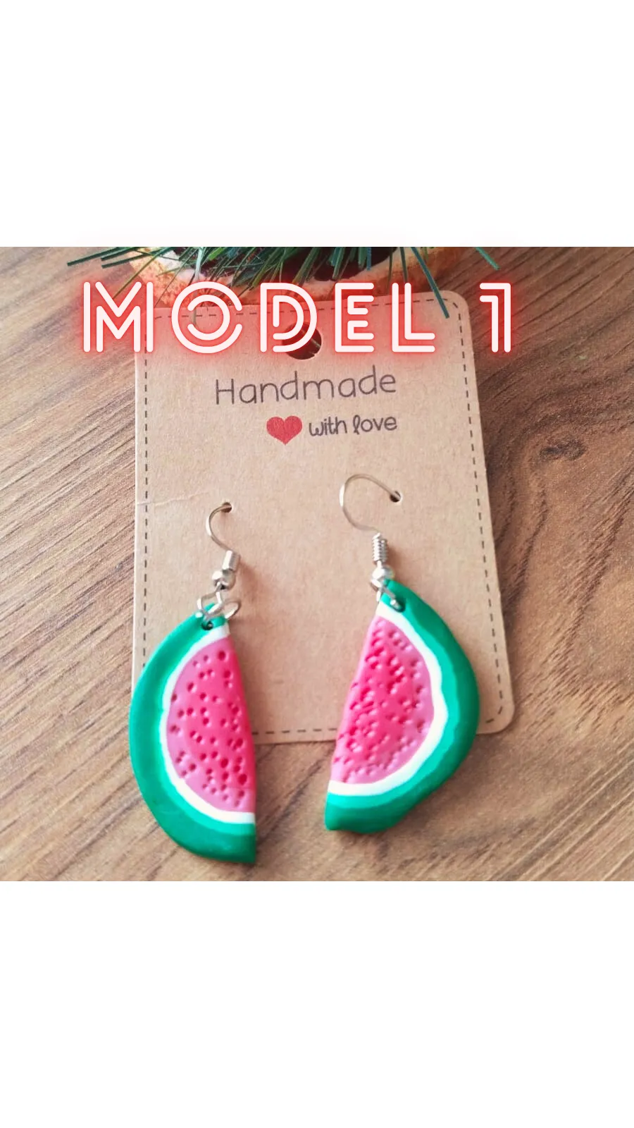 WATERMELON EARRINGS STAINLESS STEEL APPARATUS (POLYMER CLAY)