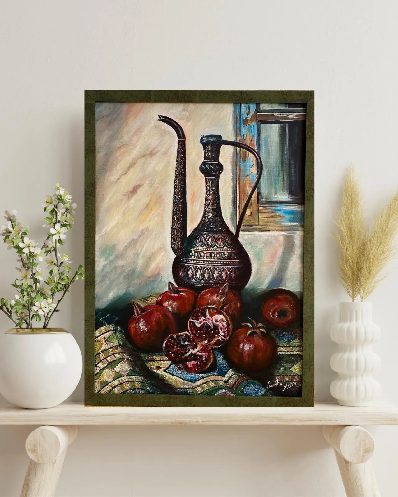 Otantik Nar Ve İbrik Temalı Yağlı Tablo