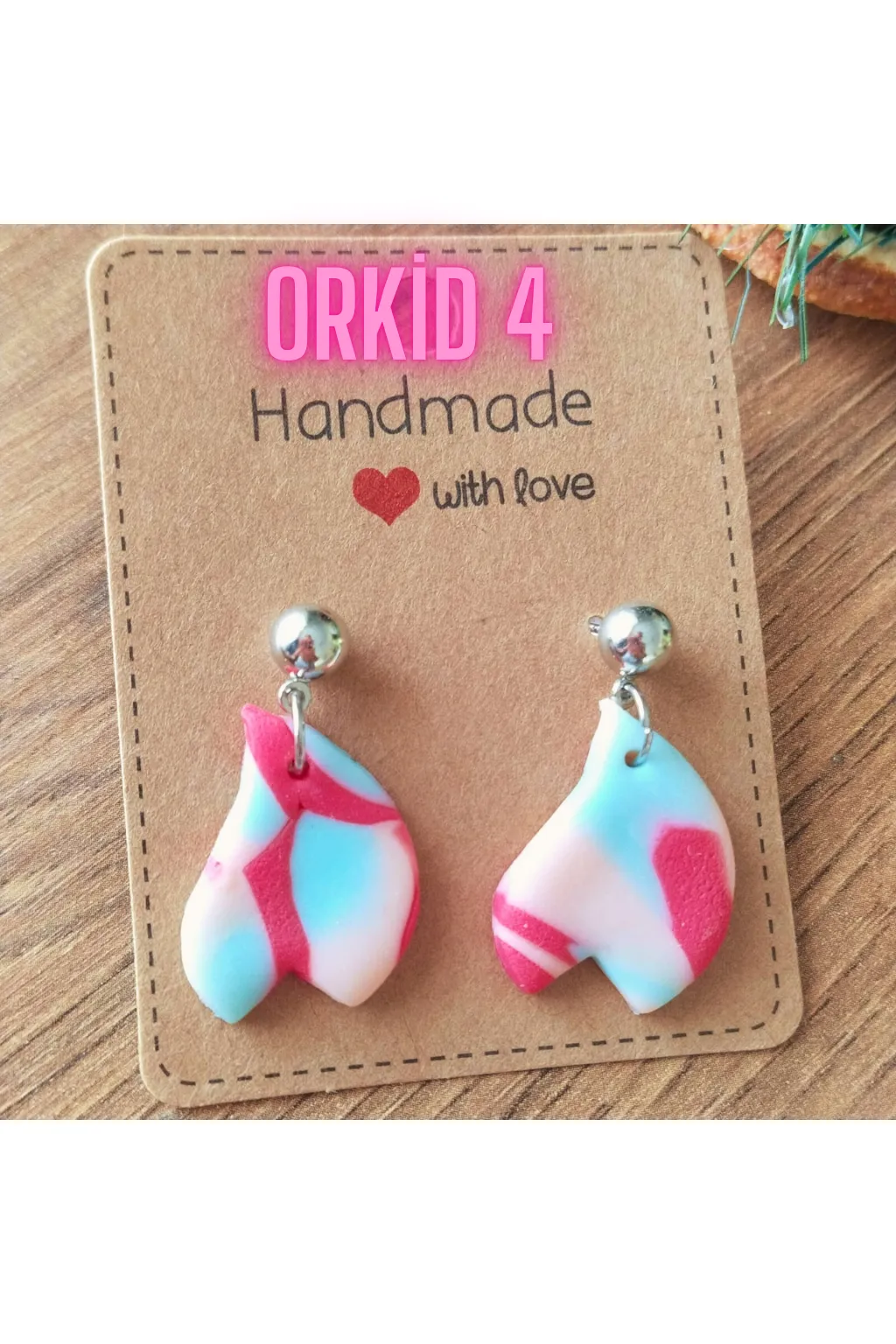 ORKİD RED MODEL 4 POLYMER EARRINGS