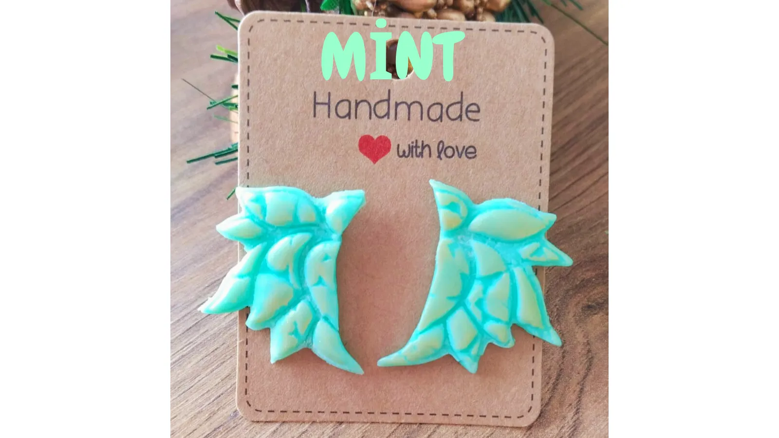 LOTUS EARRING MODEL 3 MINT (POLYMER CLAY)