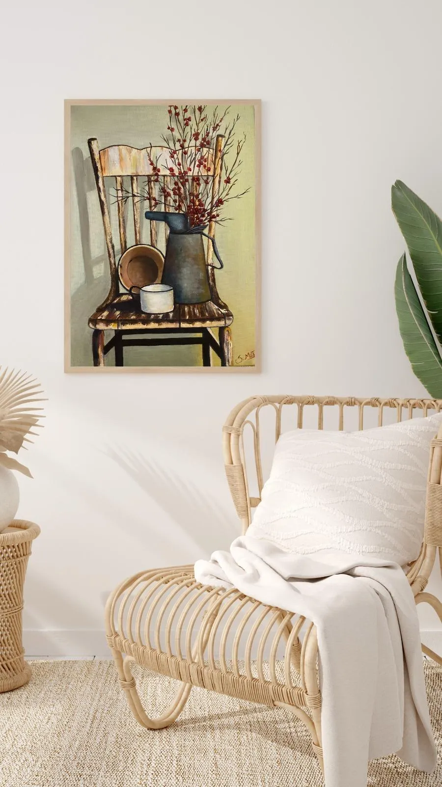 Nostaljik Sandalye Temalı Yağlı Boya Tablo