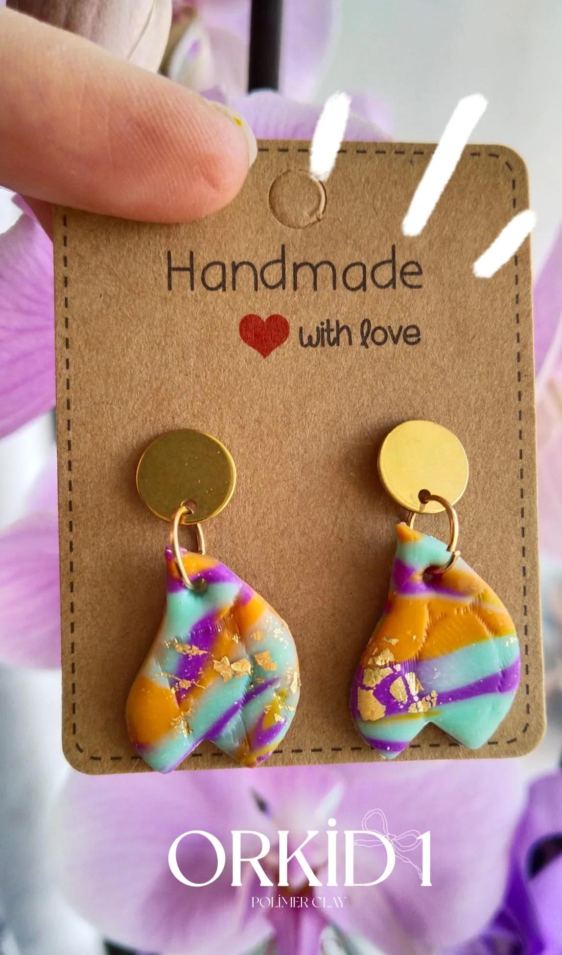ORKİD EARRINGS (POLYMER CLAY) STAINLESS STEEL APPARATUS