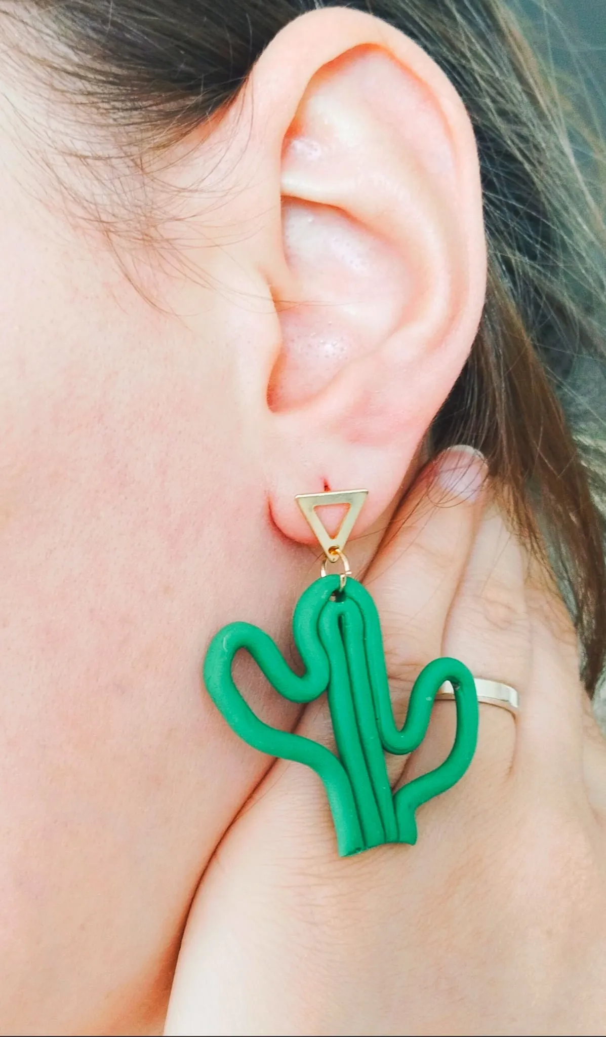 CACTUS FORM POLYMER CLAY EARRINGS