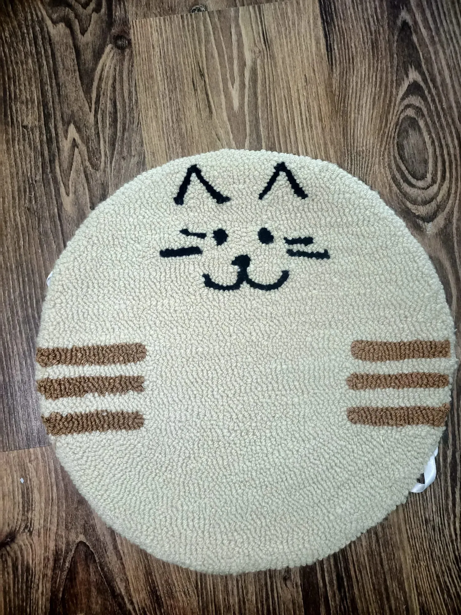 Hand Knitted Stool Cover with Cat Figure