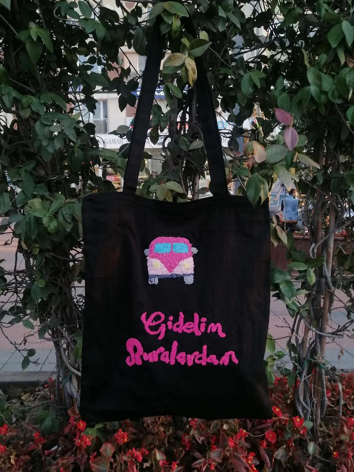 Cloth Bag with "Let's Get Out of Here" Written