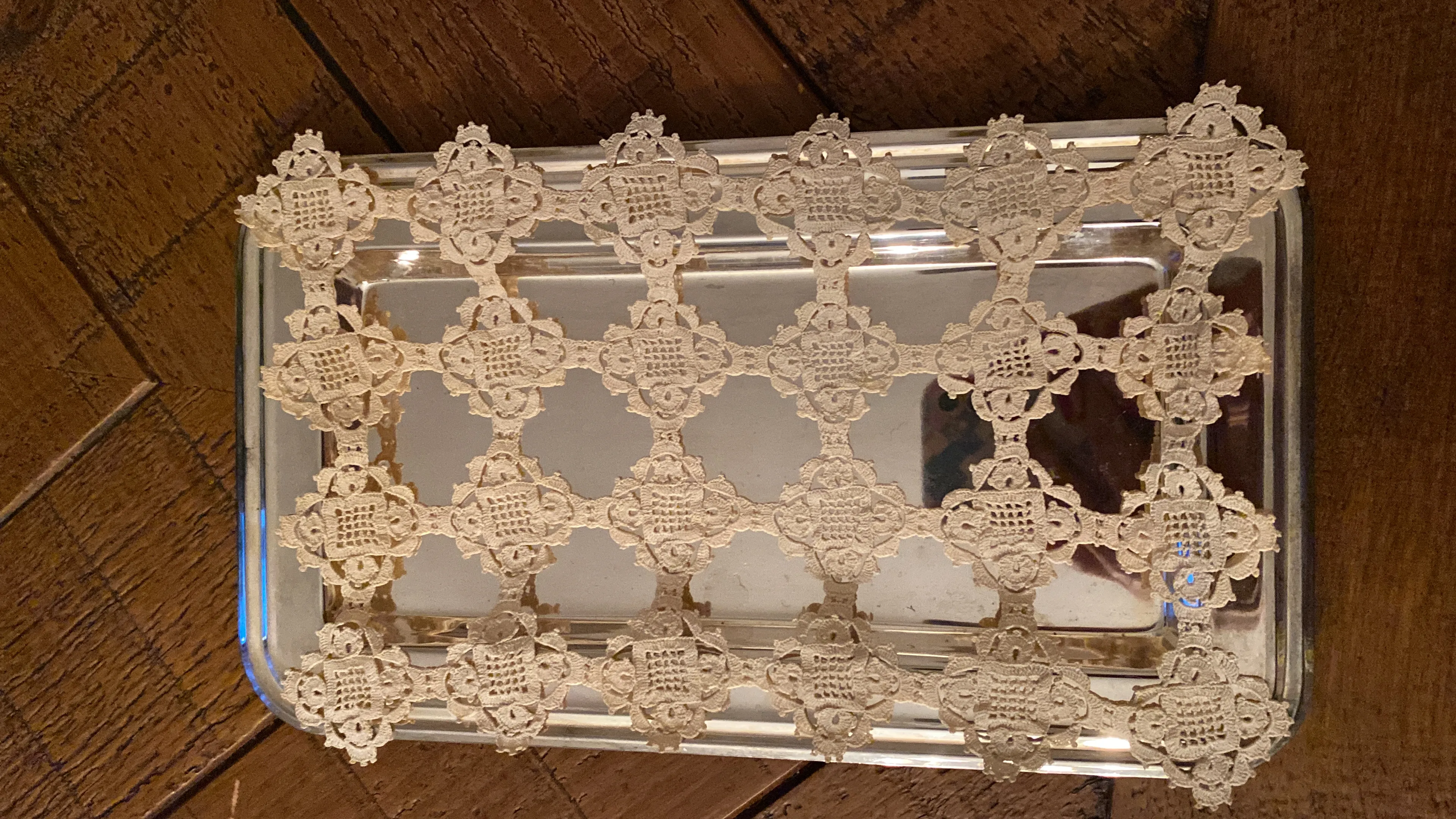 Handmade Tray Cover with Lace Motif