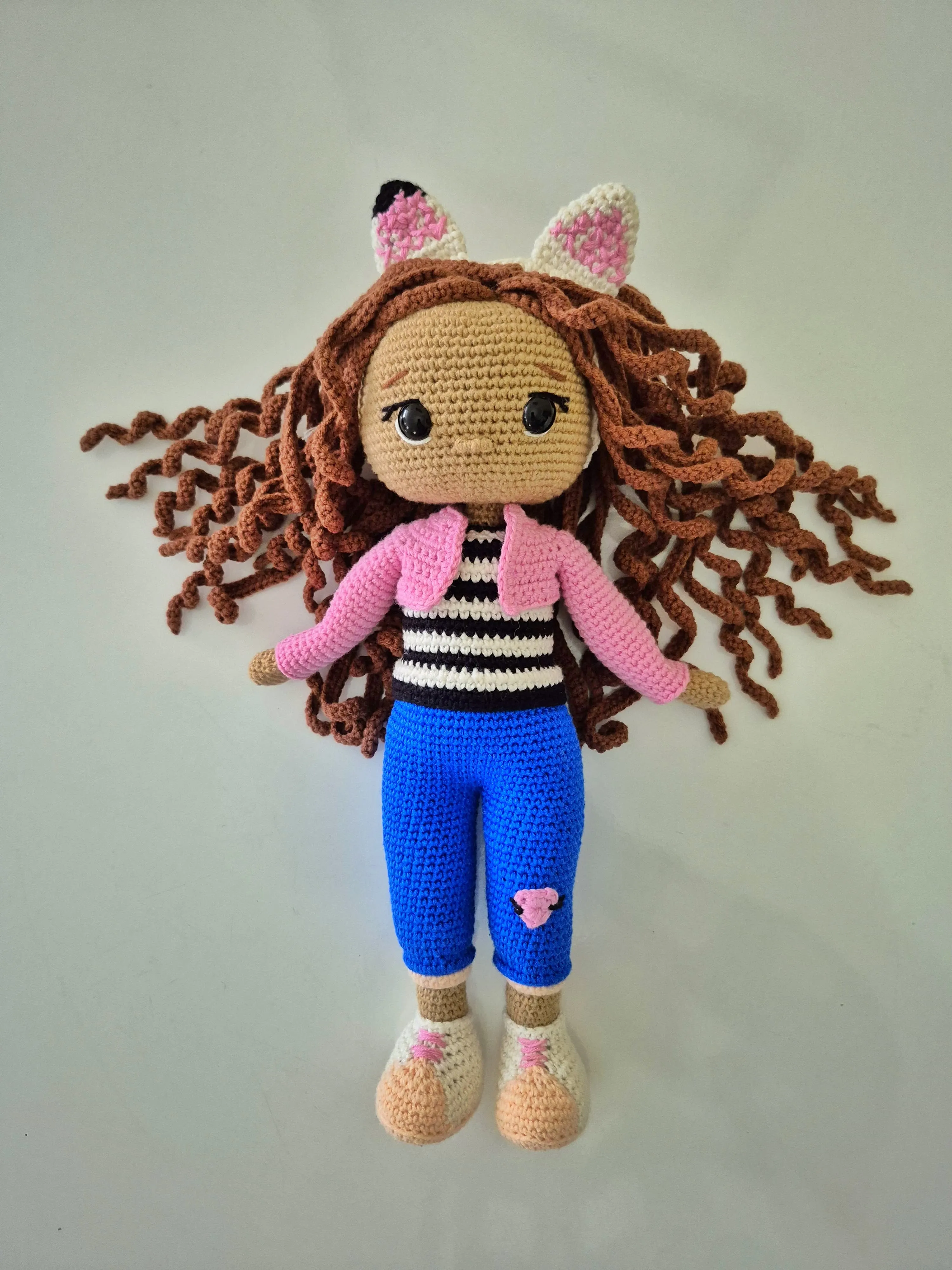 Tavşan Kulaklı El Yapımı Amigurumi Kız Oyuncak Bebek