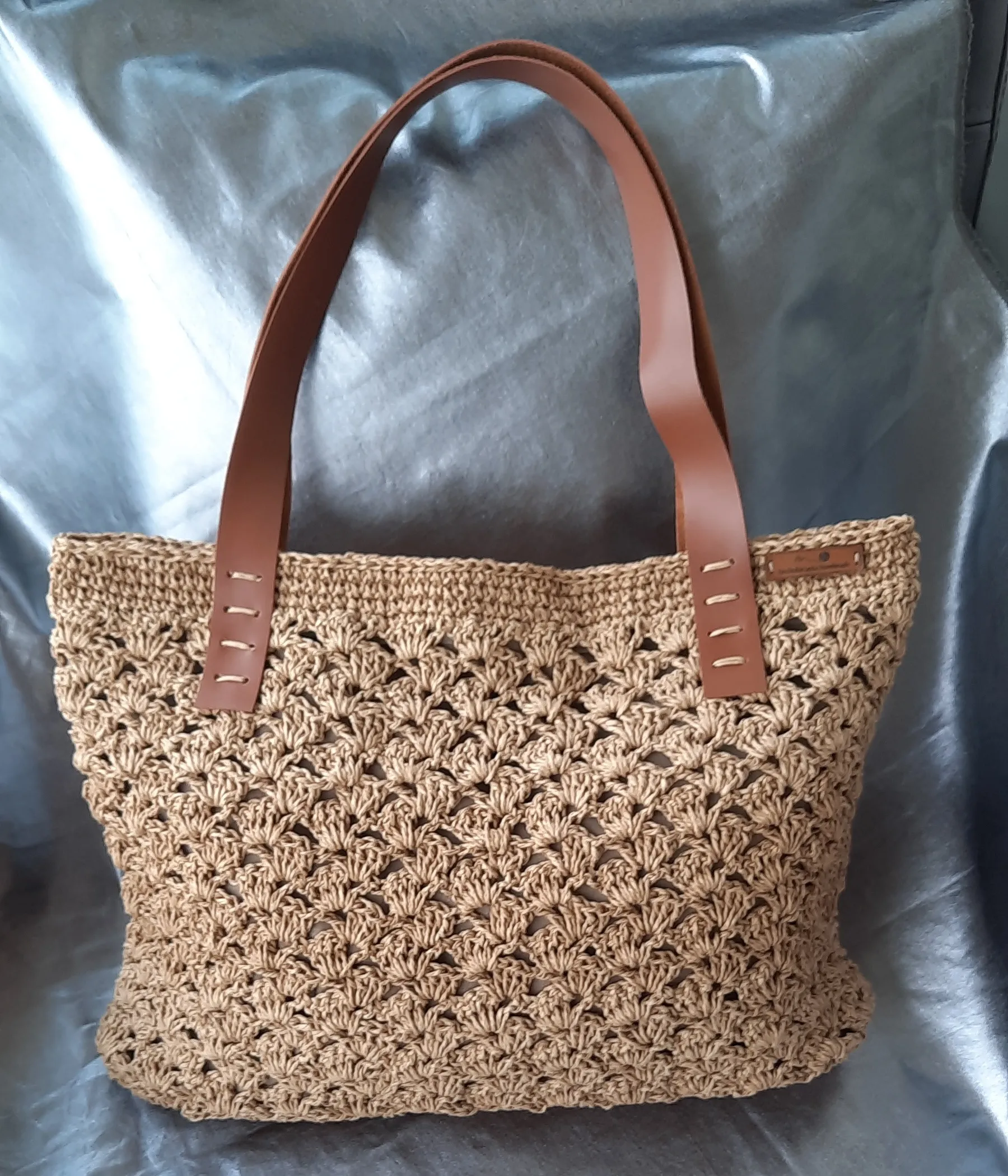 Handmade Brown Straw Bag With Handles