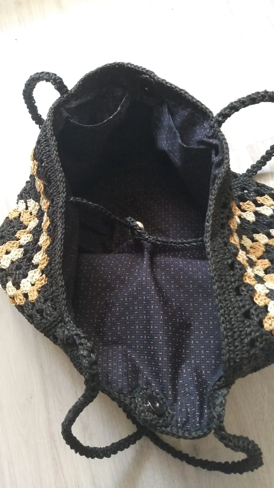 Square Motif Paper Rope Shoulder Bag