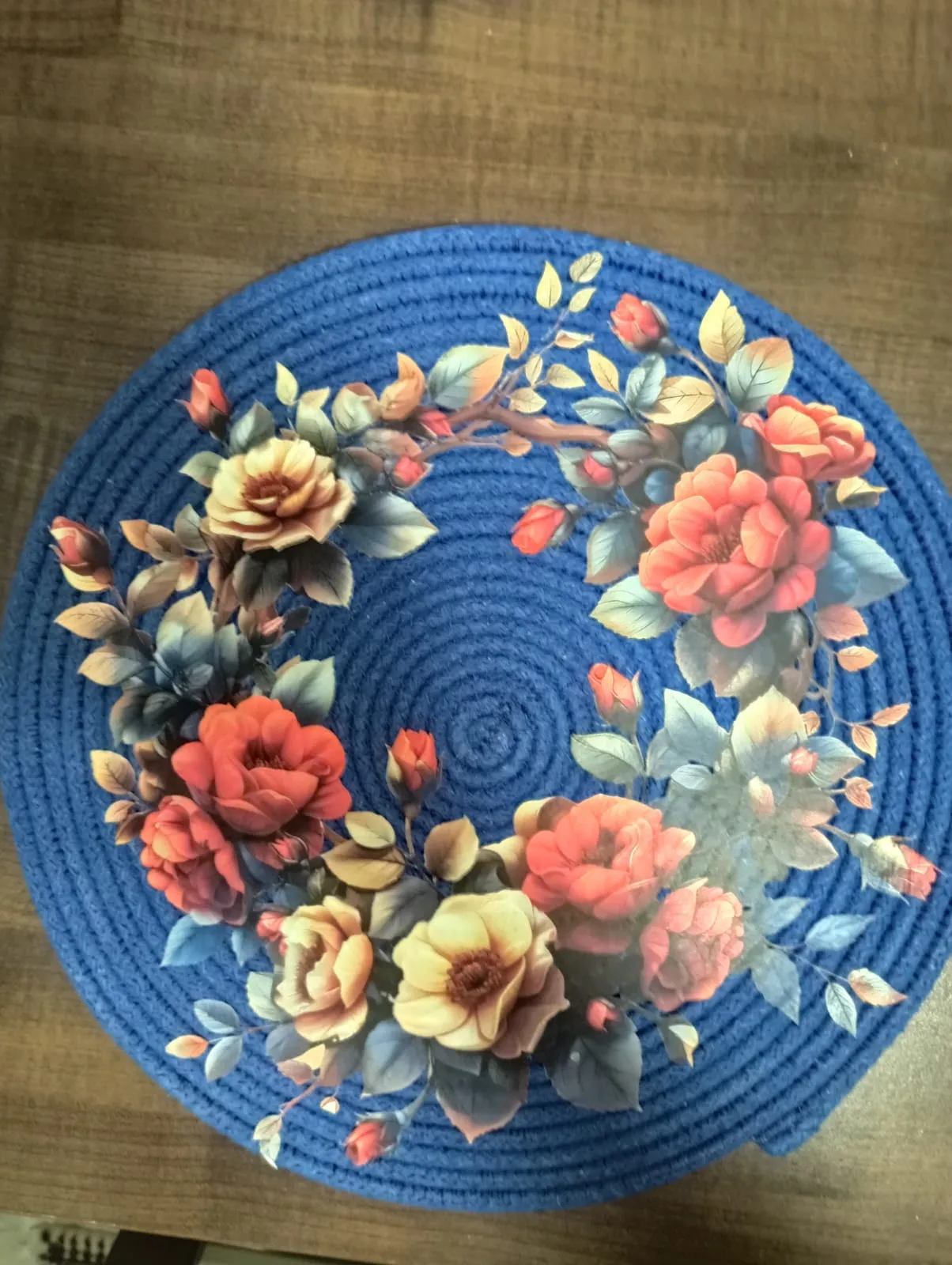 Vivid Colored 6-Piece Hand Knitted Dishes Set – Flower Detail