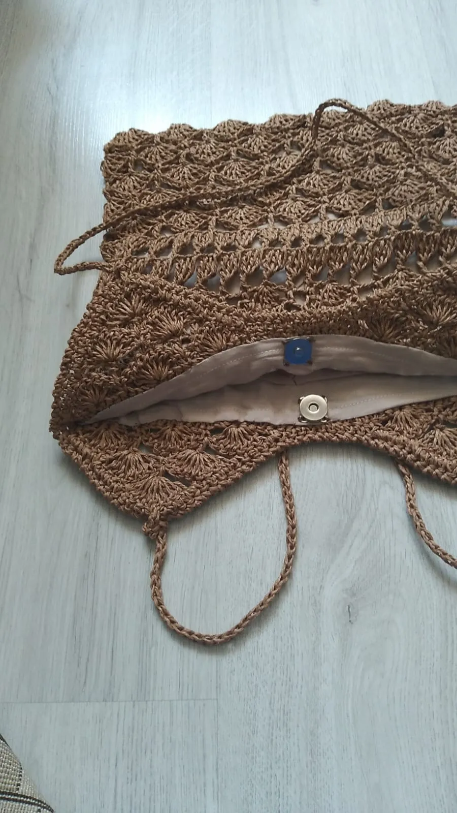 Brown Paper Rope Triangle Shaped Shoulder Bag