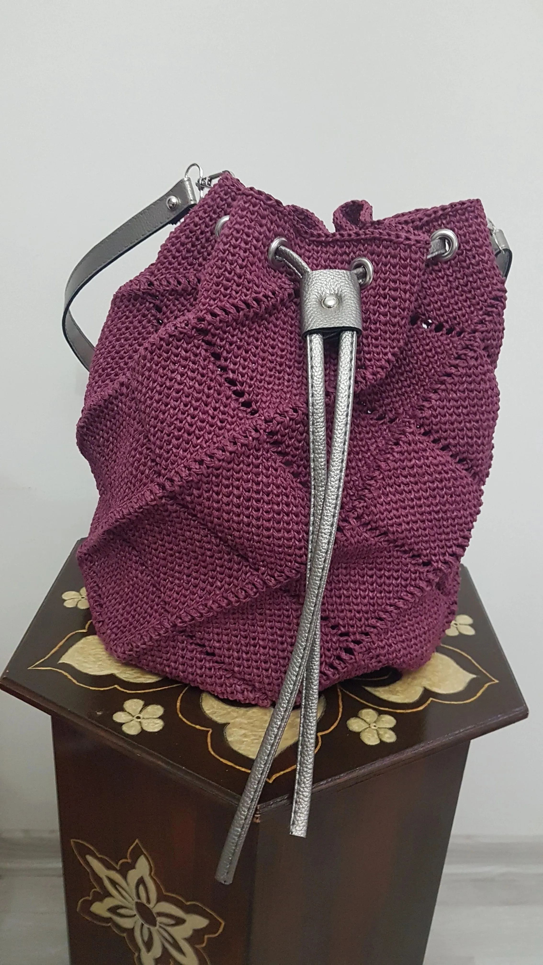 Burgundy Drawstring Bag