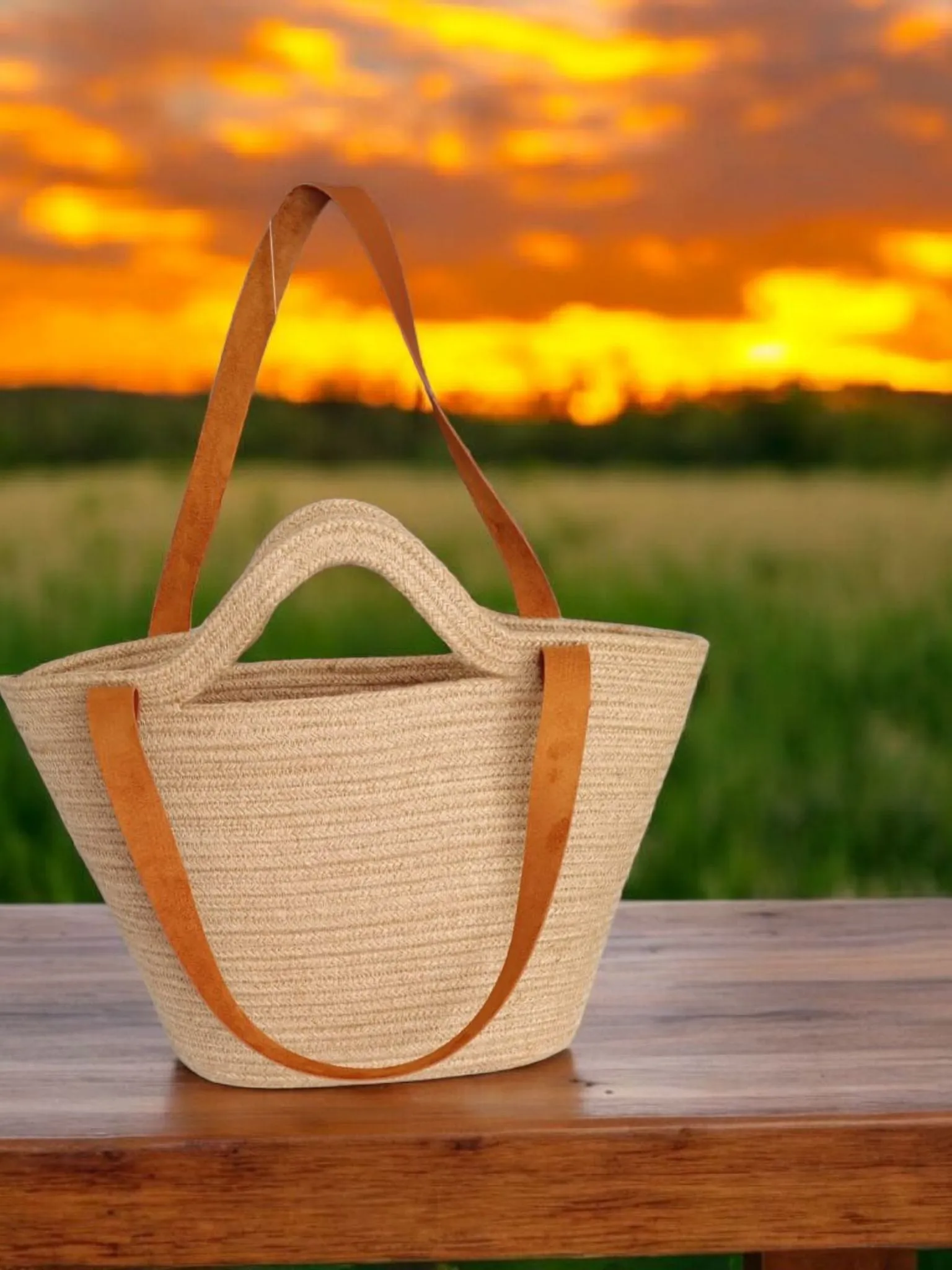 Stylish and Functional Shoulder Bag with Natural Wicker Details