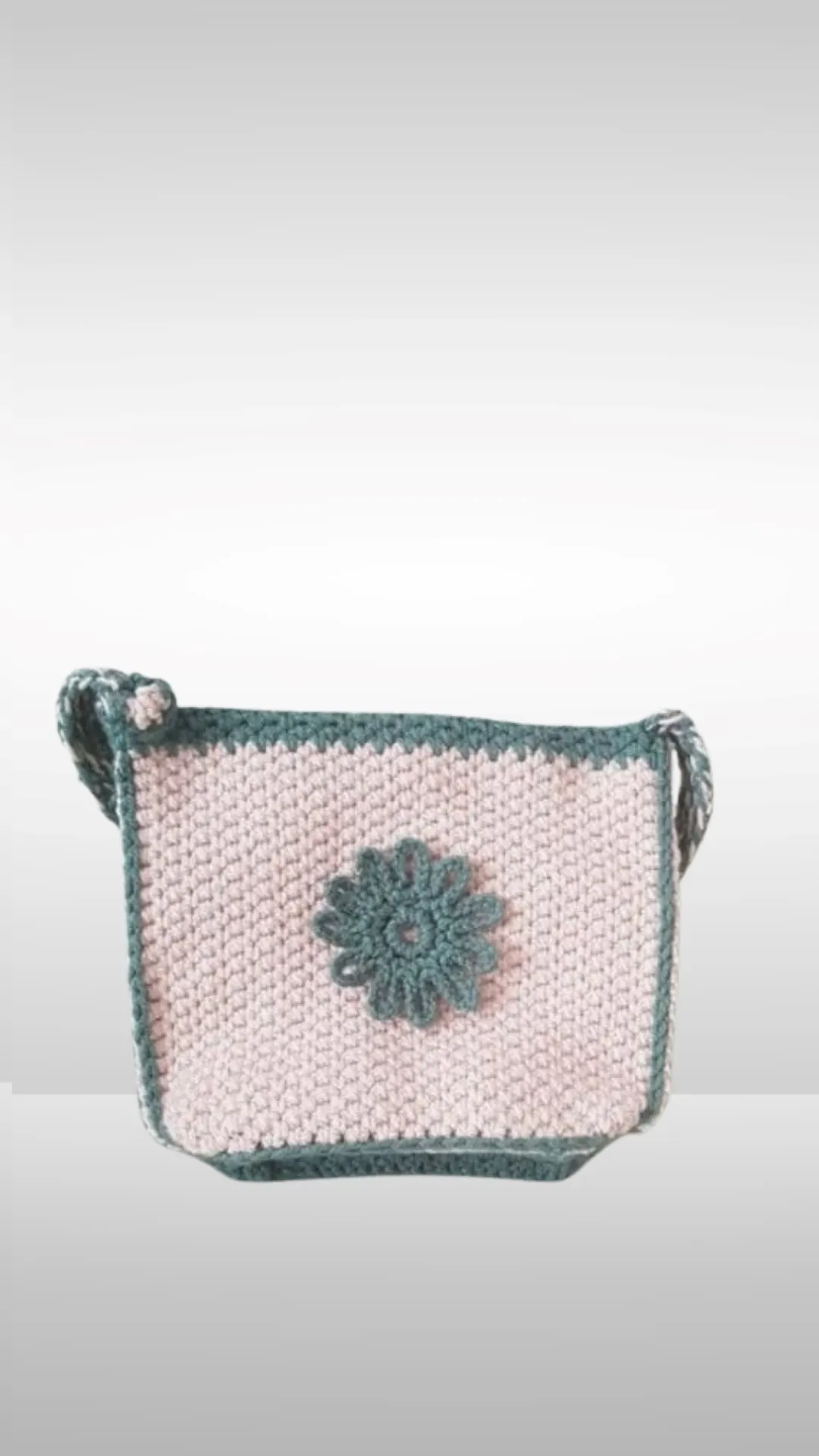 Hand Knitted Shoulder Bag with Flower Motifs